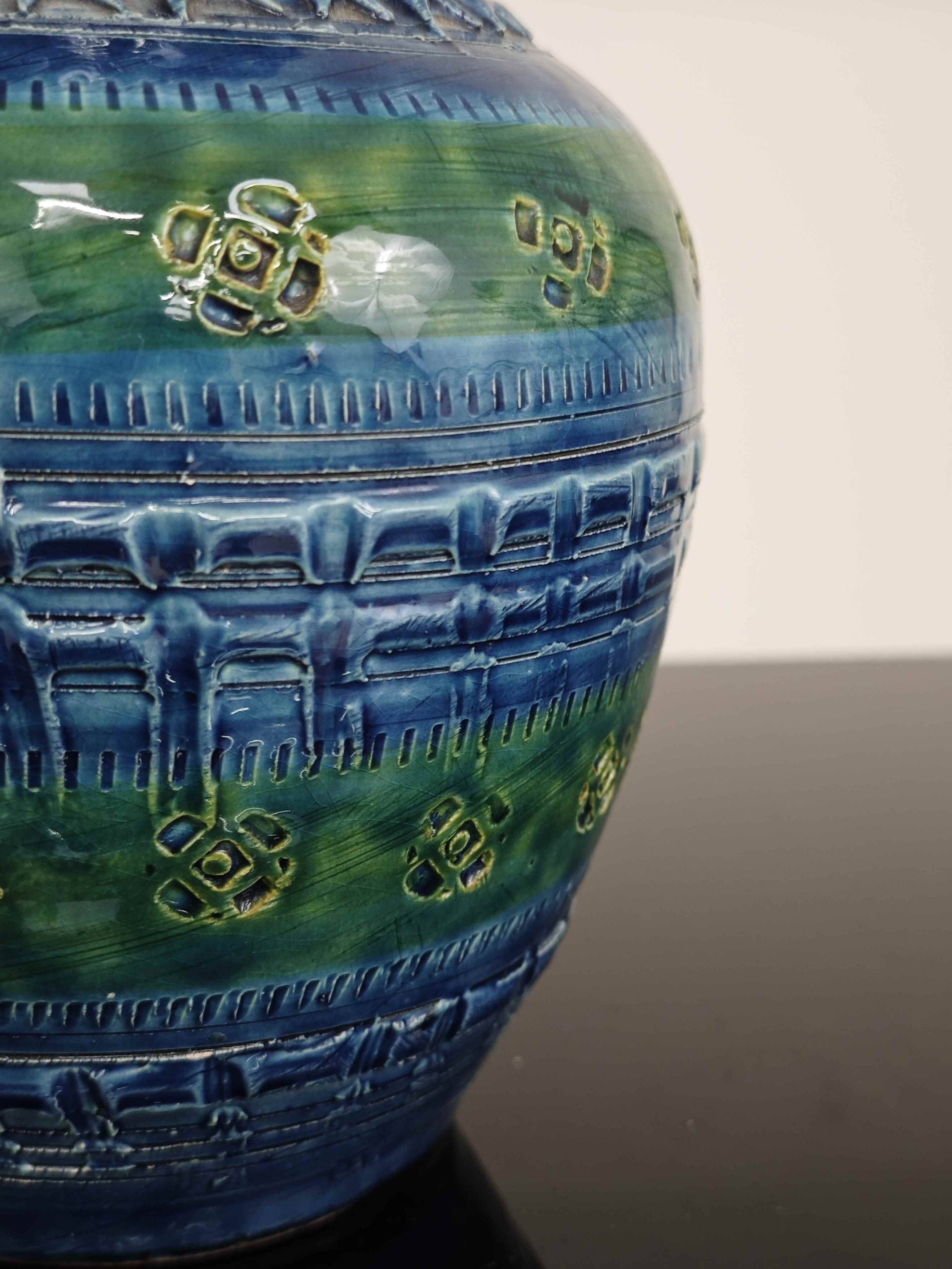 Vase by Aldo Londi for Bitossi 20th century blue background