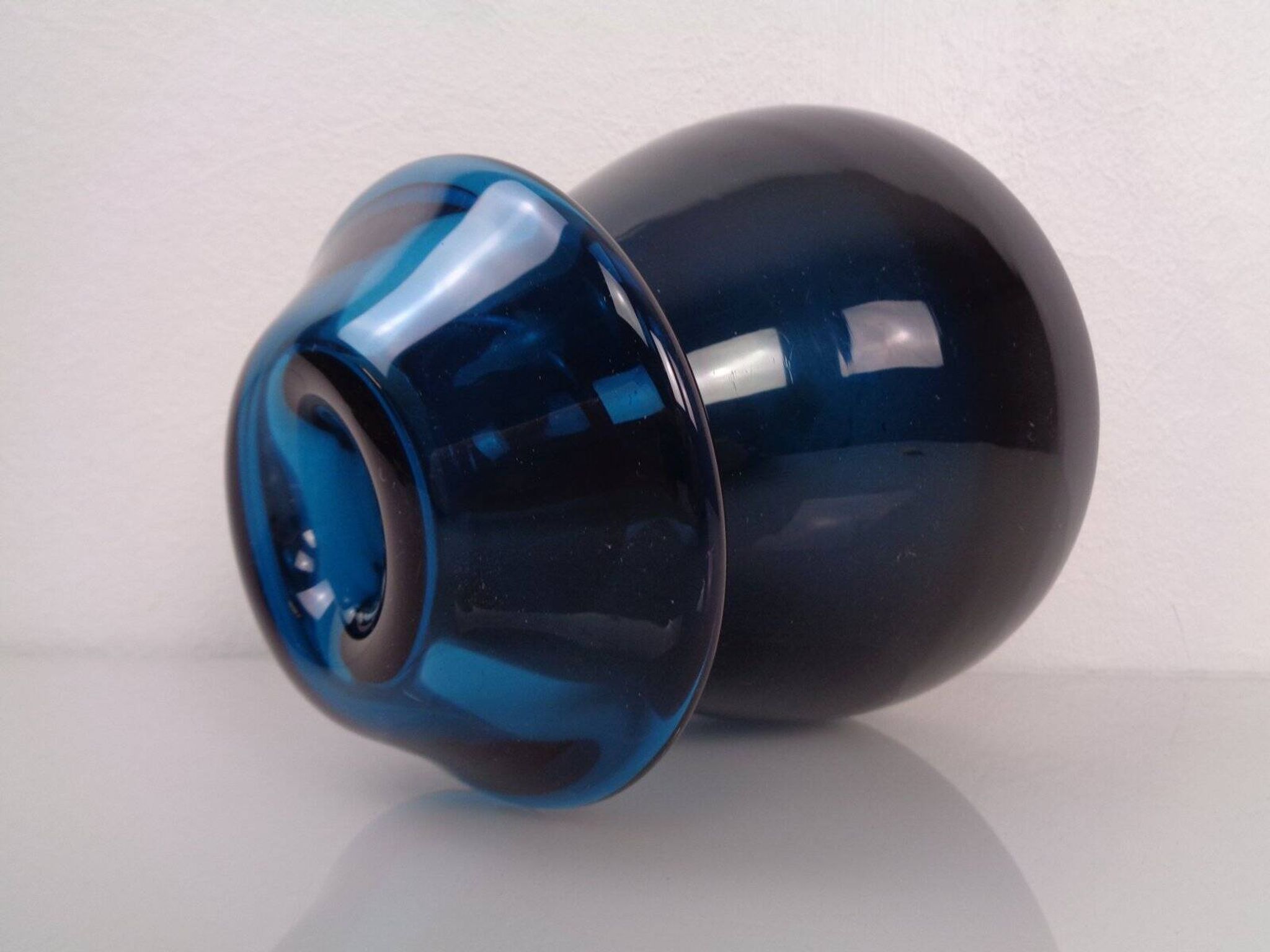Hand-Blown Blue Glass Vase, Italy, 1960s