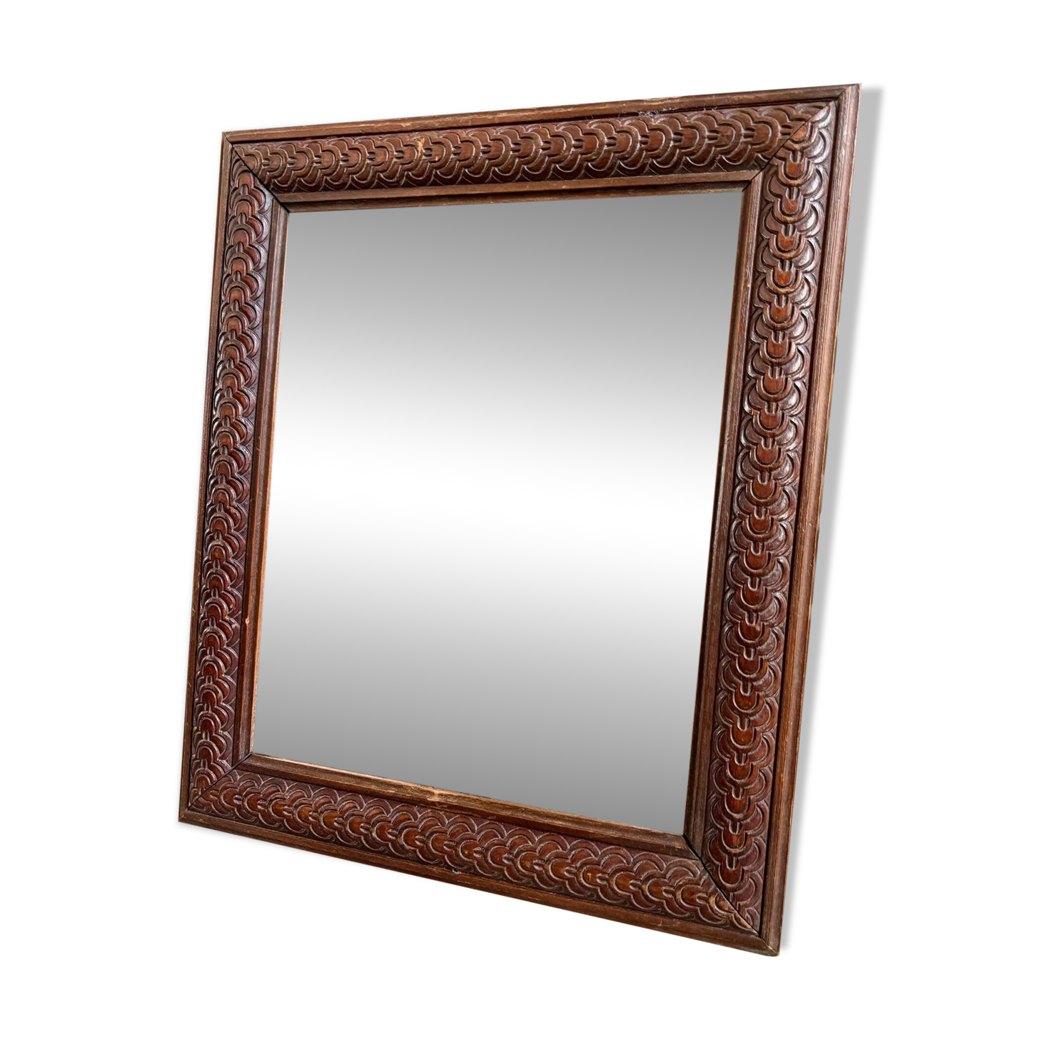 Miroir biseauté en bois mouluré 39 x 33 cm