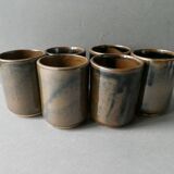 6 verres gobelets en grès émaillé