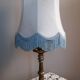Table lamp bronze foot lampshade pagoda white and blue 50s