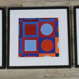 Vintage Art Optique - Victor Vasarely - 3 Frames 40x40cm