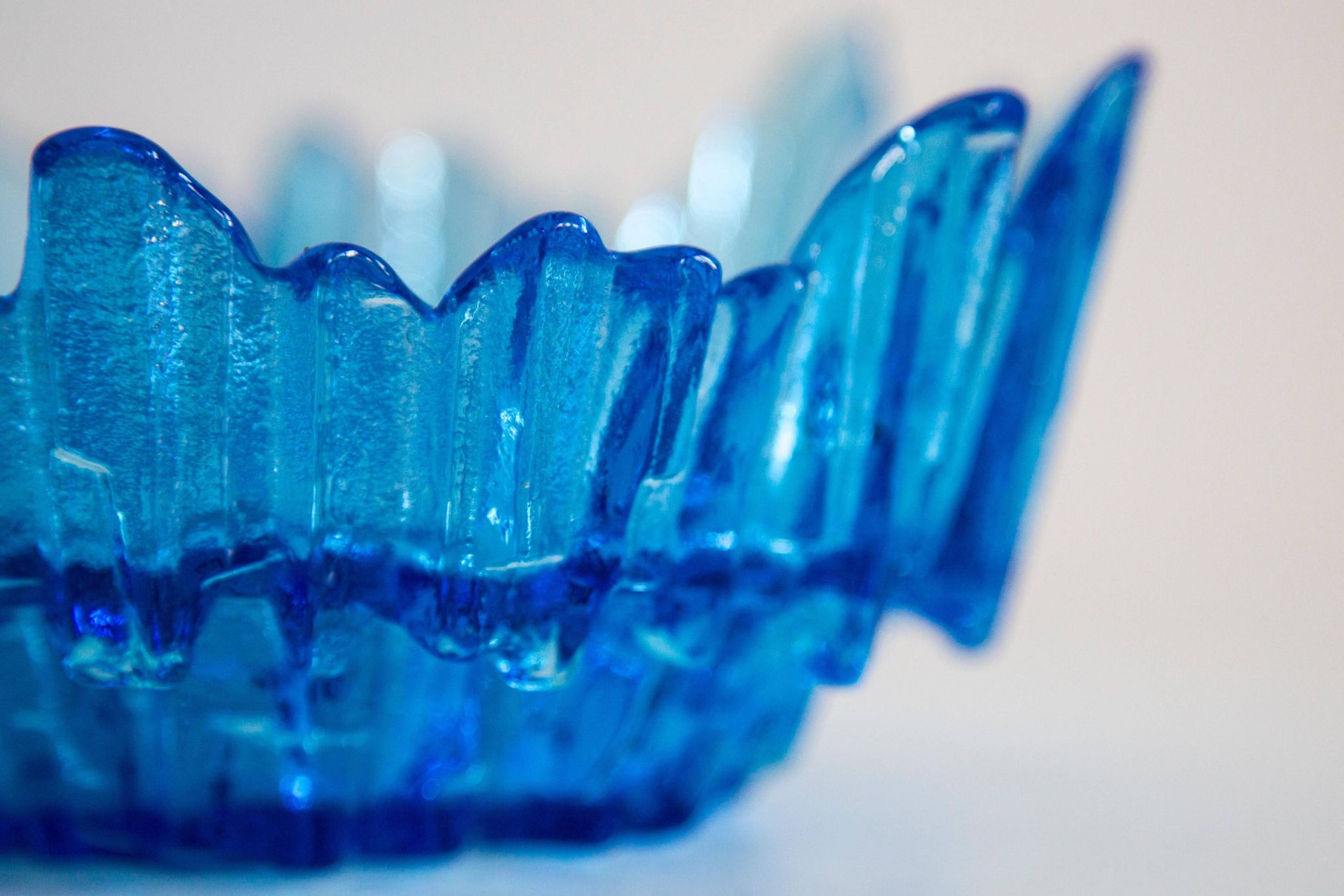 Vintage decorative plate in light blue glass, Italy, 1960s