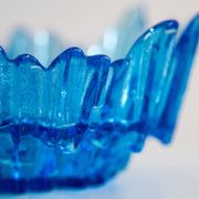 Vintage decorative plate in light blue glass, Italy, 1960s