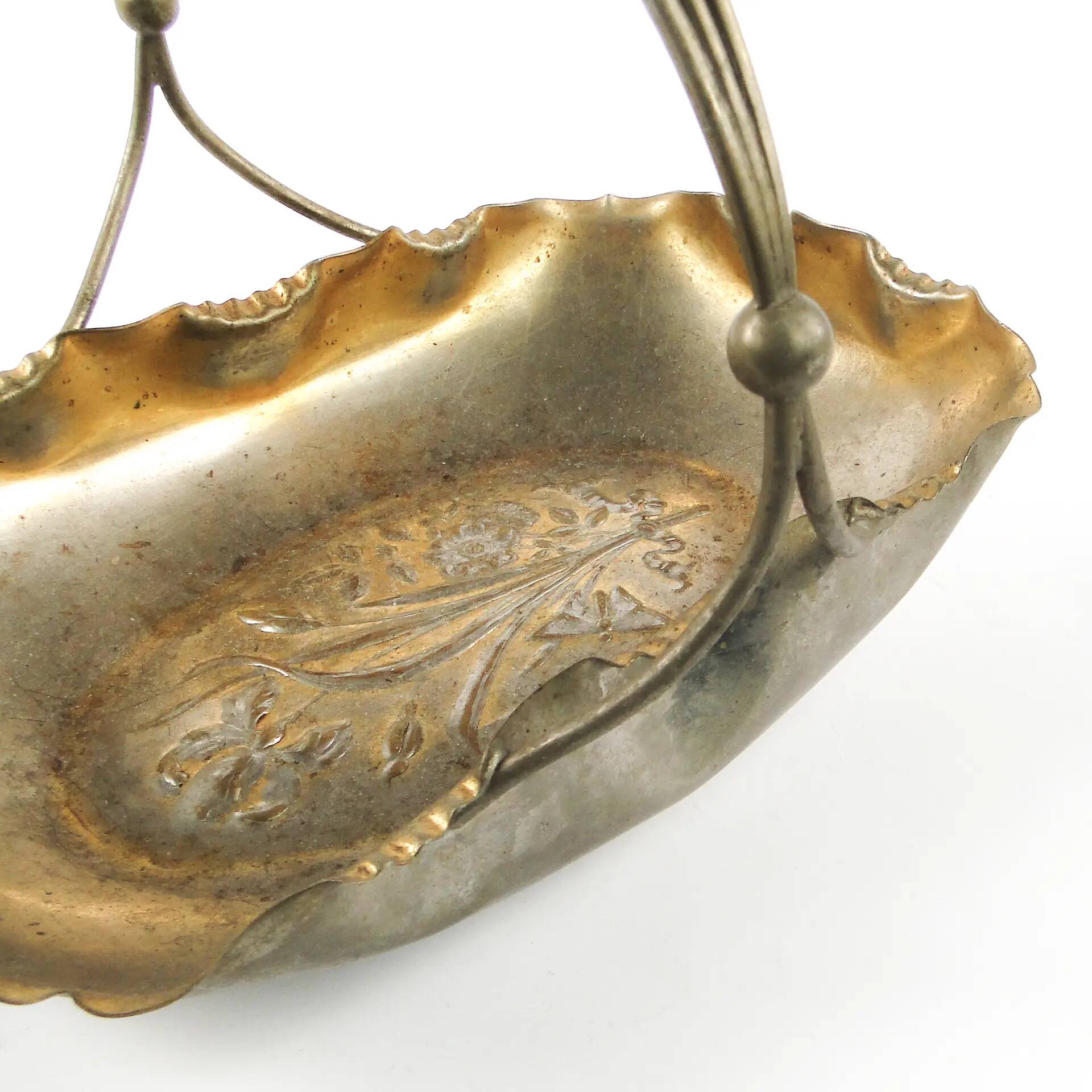 Fruit basket, Art Nouveau, silver-plated brass, Austria, early 20th century
