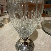 Silver-plated metal and crystal carafe