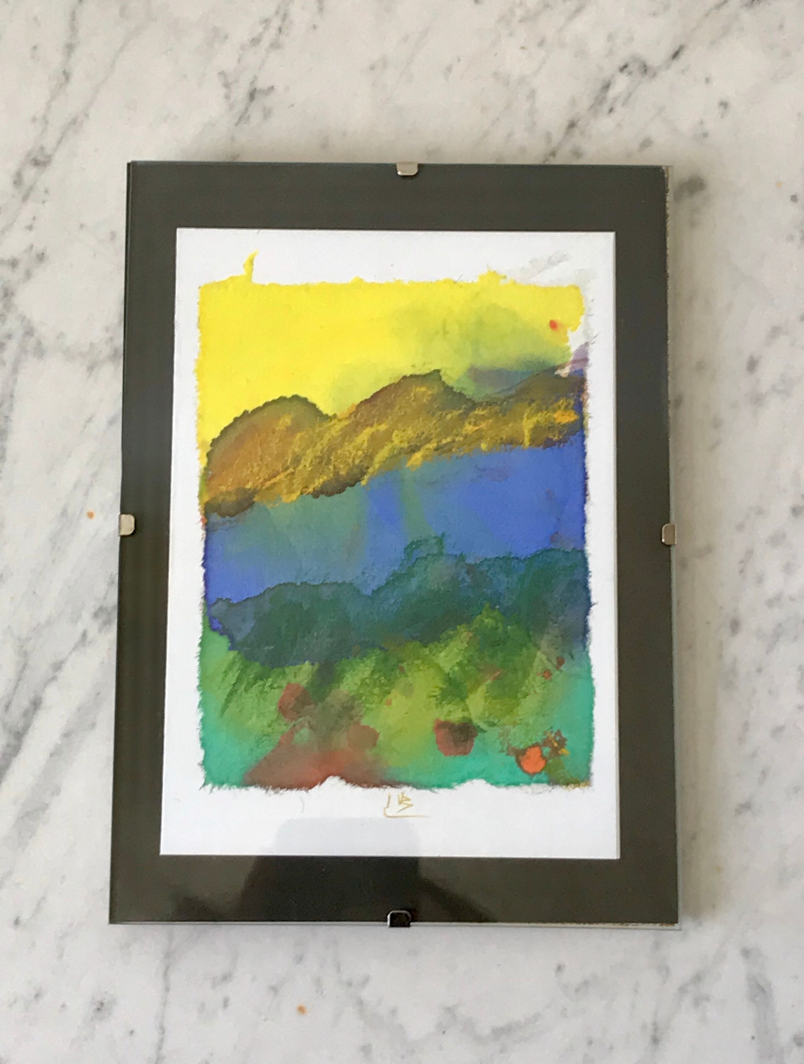 Landscape watercolor signed vintage coaster