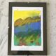 Aquarelle paysage signée sous-verre vintage