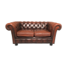 Brown leather chesterfield sofa two seats