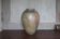 Glazed green ceramic vase signed AB, pottery, flower pot, vase.