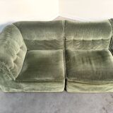 70s element sofa in green velvet