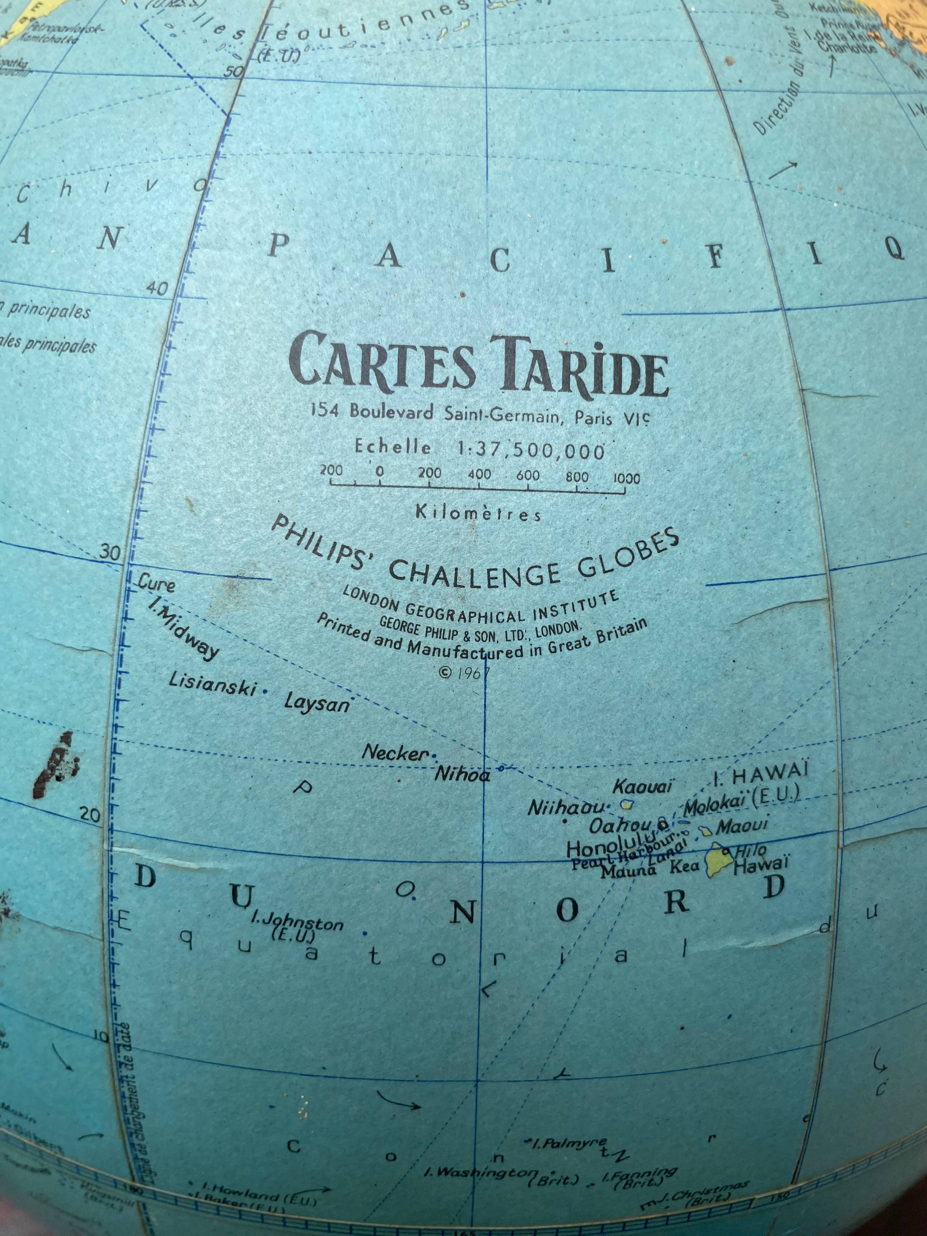 Terrestrial globe Taride 1967