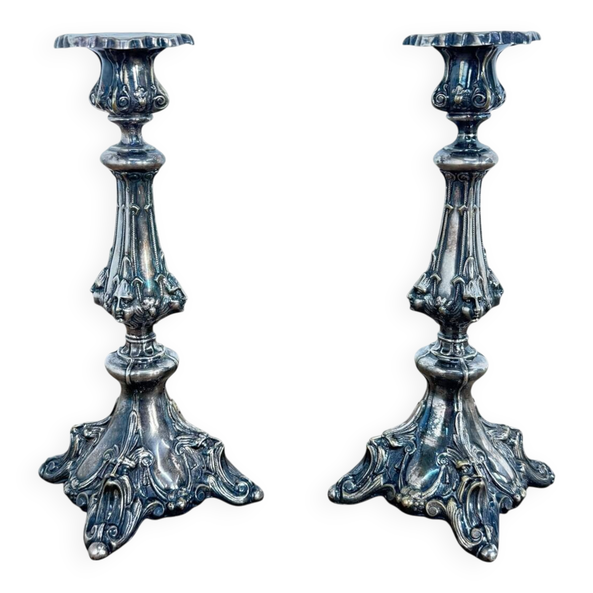 Pair of Art Nouveau Silver-Plated Candlesticks
