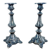 Paire de candélabres en argent massif de style Art Nouveau