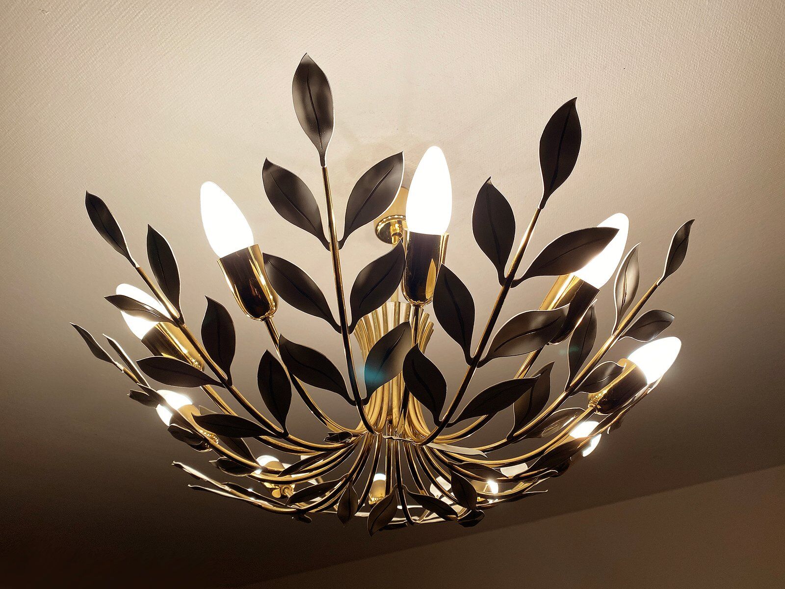 Large Vintage Floral Pendant Light , 1950s