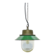 Industrial enamel green  lamp with glass , Poland, 1960s