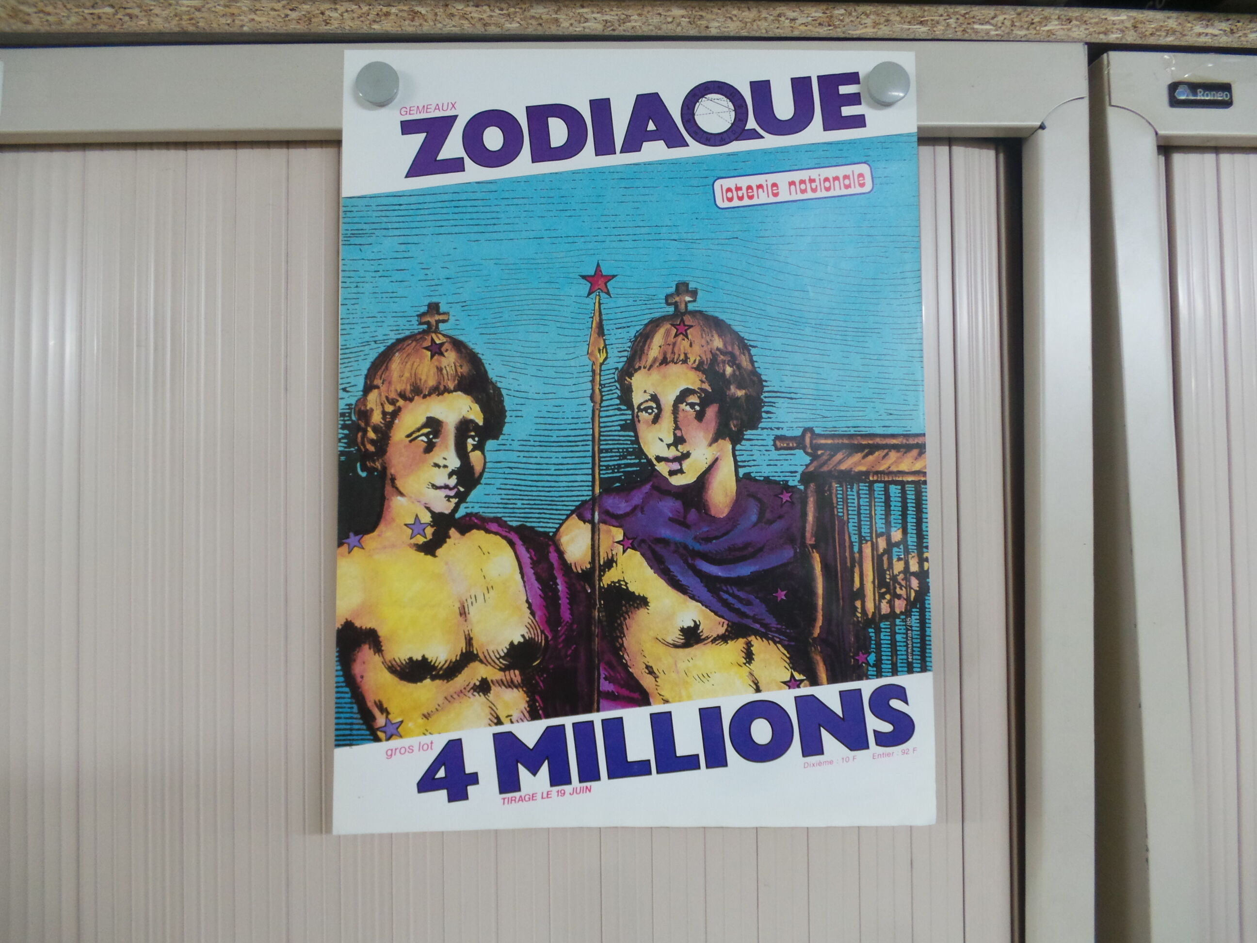 Original National Zodiac Lottery Poster Gemeaux 1985