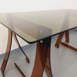 Vintage Marcello Gacita and Pierre Tiberi desk in smoked glass and plexiglass