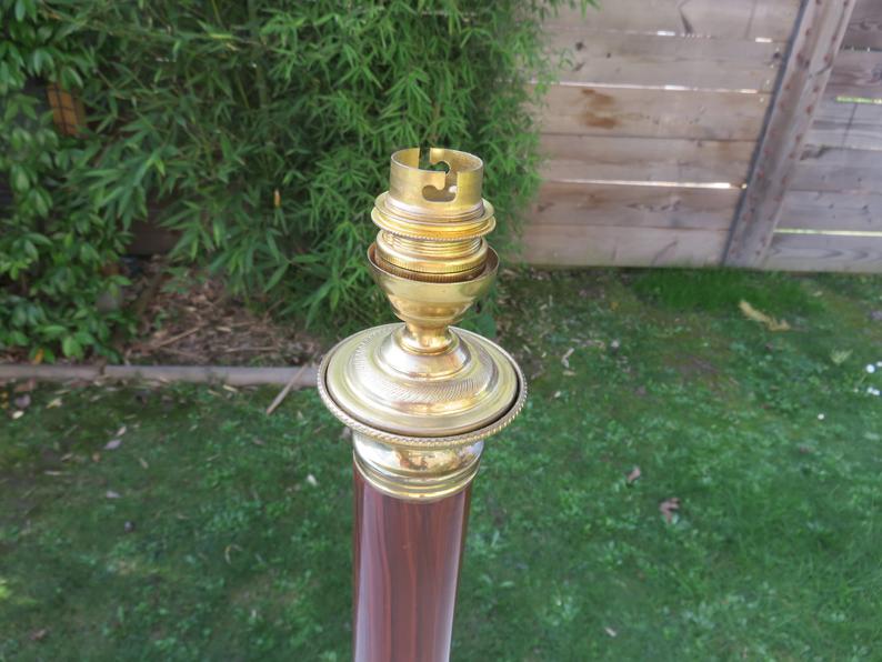 Napoleon III Empire column lamp in bronze and 19th marble