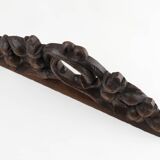 Fronton en chêne avec feuilles de chêne sculptées à la main, France vers 1850