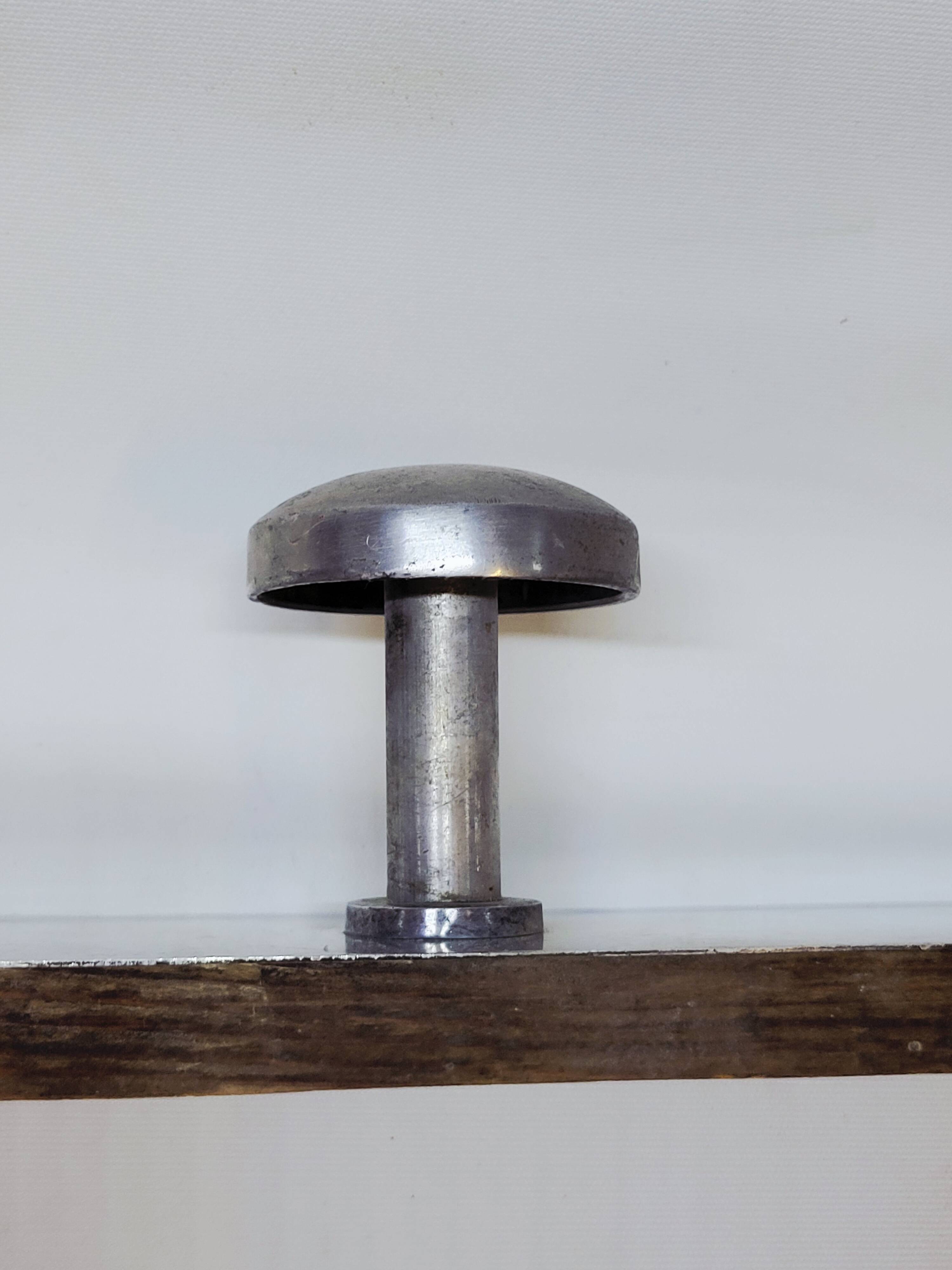 Retro vintage coat rack with 4 aluminum hooks on a wooden frame