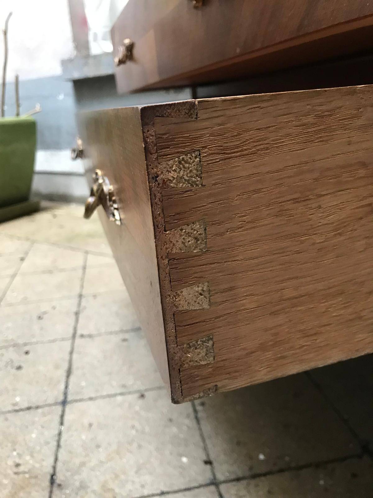 Louis XV style chest of drawers in wood and marble
