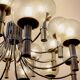 Pair of Veronese chandeliers 165 cms steel glass Murano circa 1970