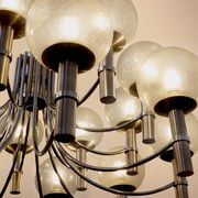 Paire de lustres de Veronese 165 cms acier verre Murano vers 1970