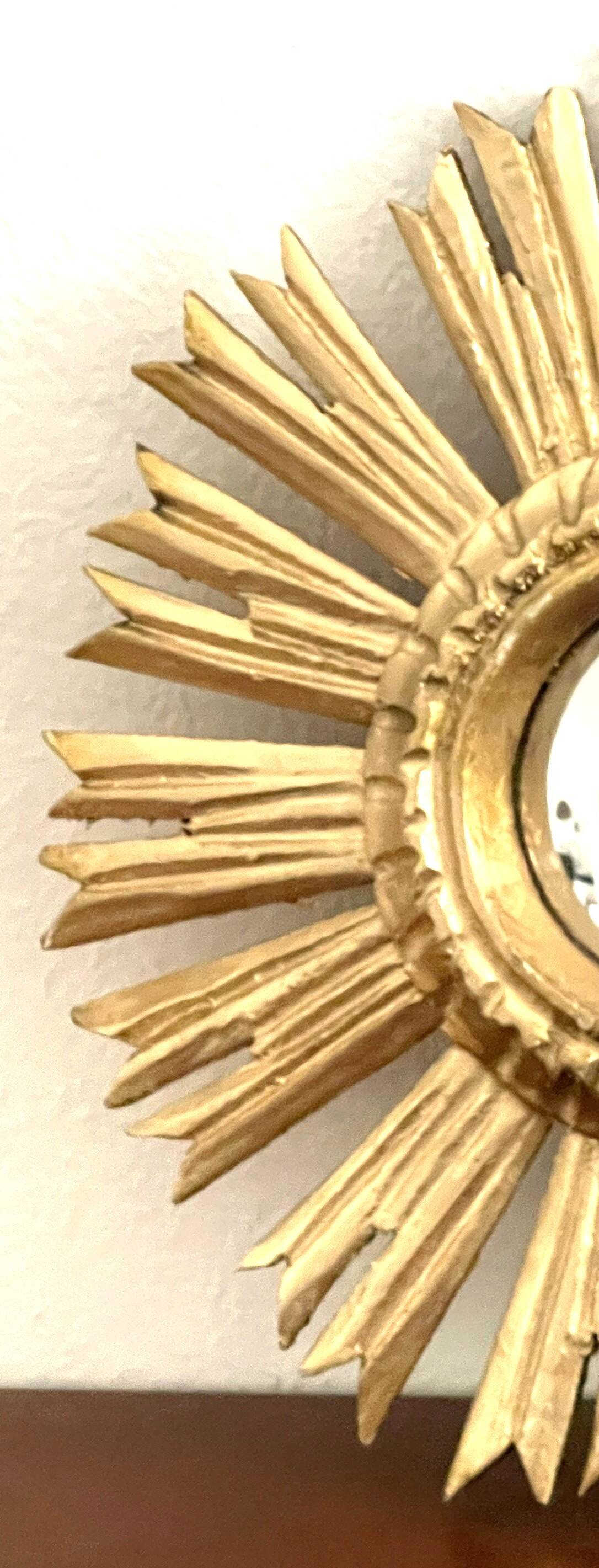 Golden wooden sun mirror "witch's eye"