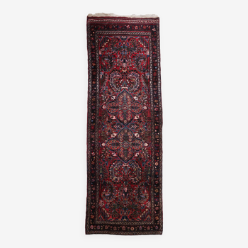 Tapis de couloir antique persan Sarouk fait main, 3,3' x 9,7' (103 cm x 296 cm), années 1930