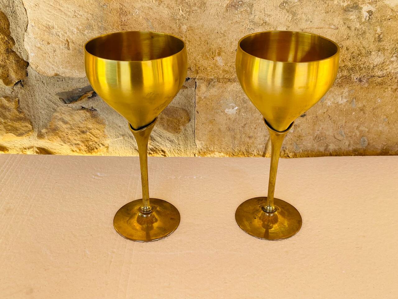 Pair of vintage brass tumblers