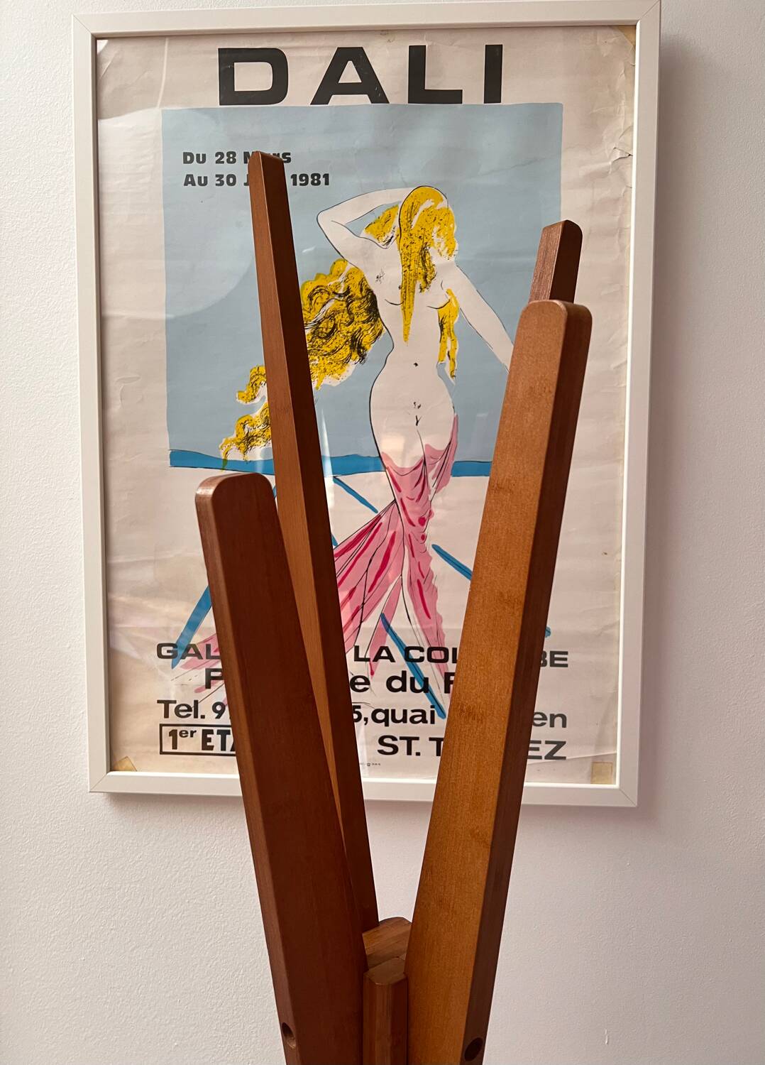 Designer teak coat rack