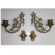 2x Art Nouveau Swivel Arm Piano or Wall Candle Holders Brass Dragon Griffin