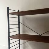 Wired metal and wood library, 1960s design