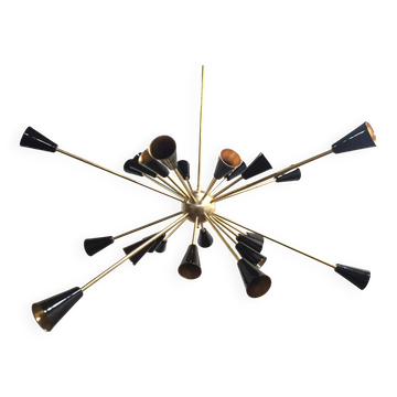 Brass Sputnik Ceiling Lamp, 1950s