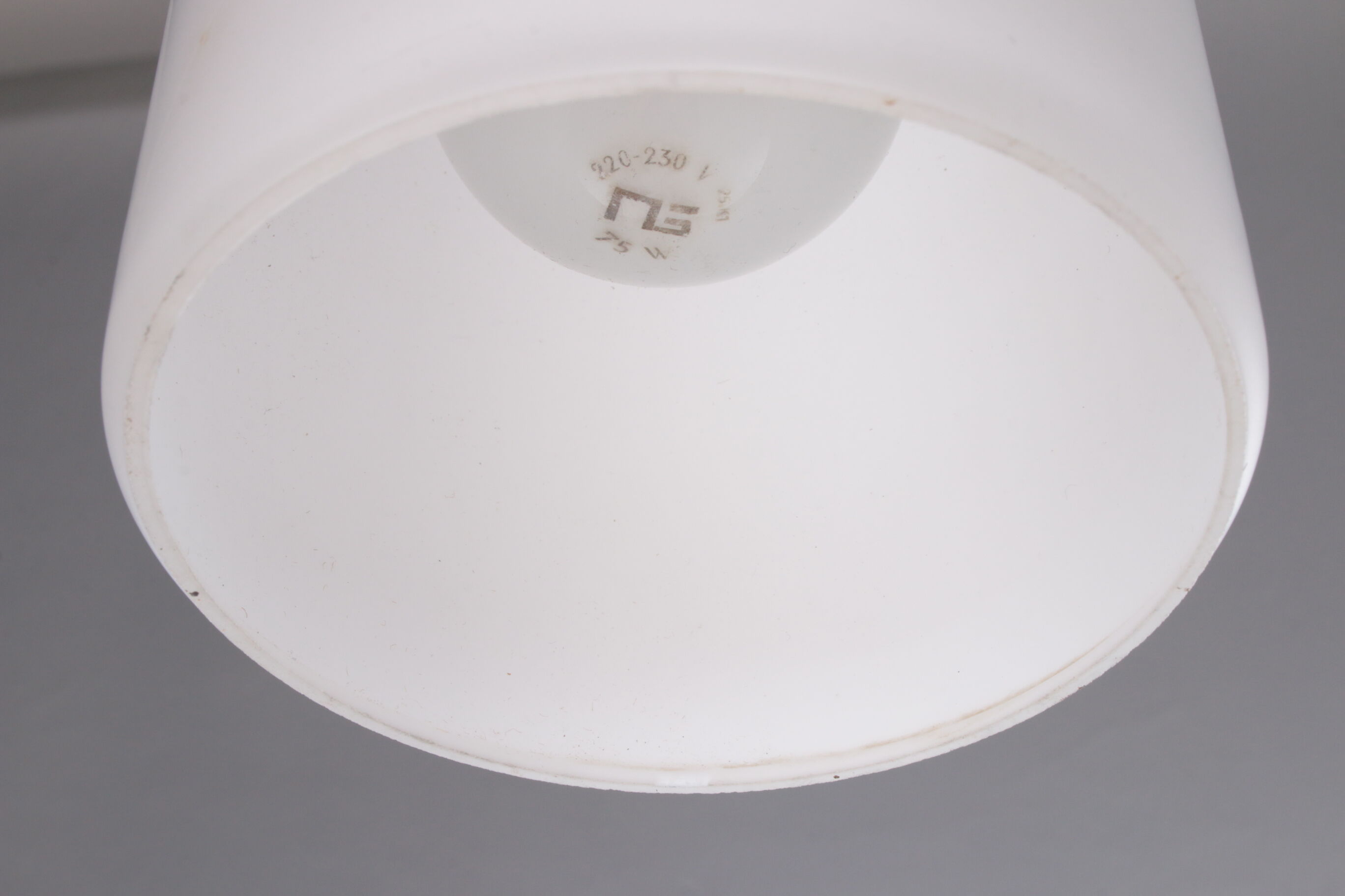 Vintage Louis Kalff hanging lamp teak / opal glass, 1950s