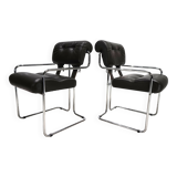 Mariani Tucroma set of two leather dining chairs by Guido Faleschini, 1970