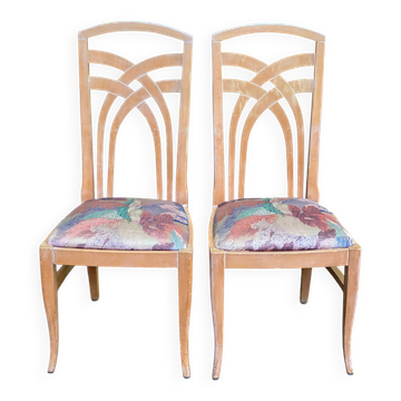 2 chaises de salle à manger ou cuisine à dossier haut et tissu