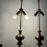 Paire de lampes vintage en bronze et laiton
