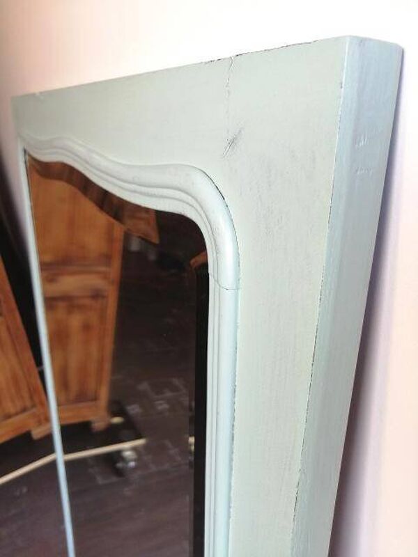 Miroir ancien relooké en turquoise clair