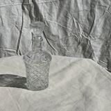 Small cylindrical glass whiskey decanter H:23
