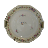 Plat à tarte en porcelaine de Limoges Unique décor floral roses