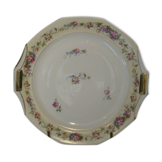 Limoges porcelain pie dish Unique floral decoration roses