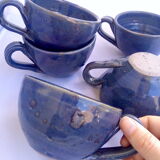 Lot of 6 cups in oceanic blue sandstone