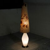 Glass floor lamp with floral shade, 1960s