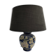 Ancient enamelled ceramic lamp drawing flowers - vintage grey daybat