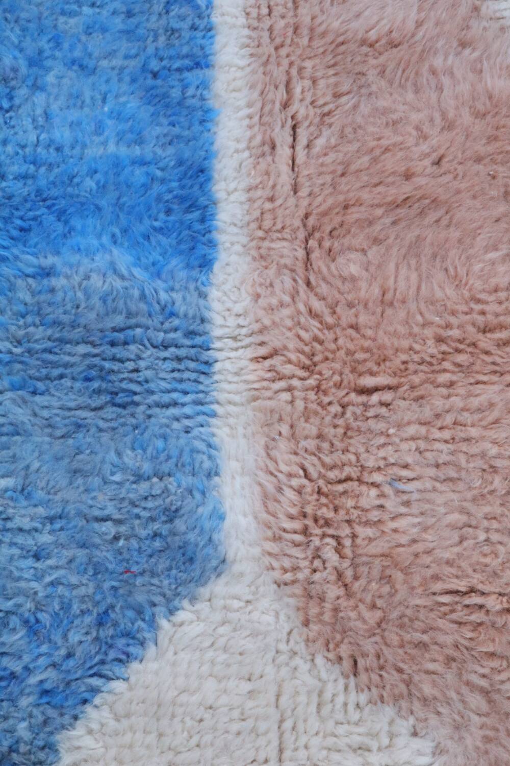Modern light blue and beige colorful Berber rug