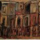 Oil on canvas "Funerals in Syracuse" by Ferruccio Ferri - Exhibition Gulf of La Spezia, 1940s