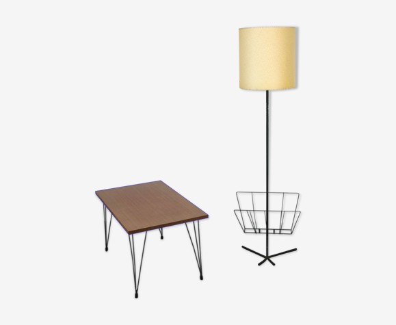 Lampadaire et table basse du milieu du siècle, années 1950