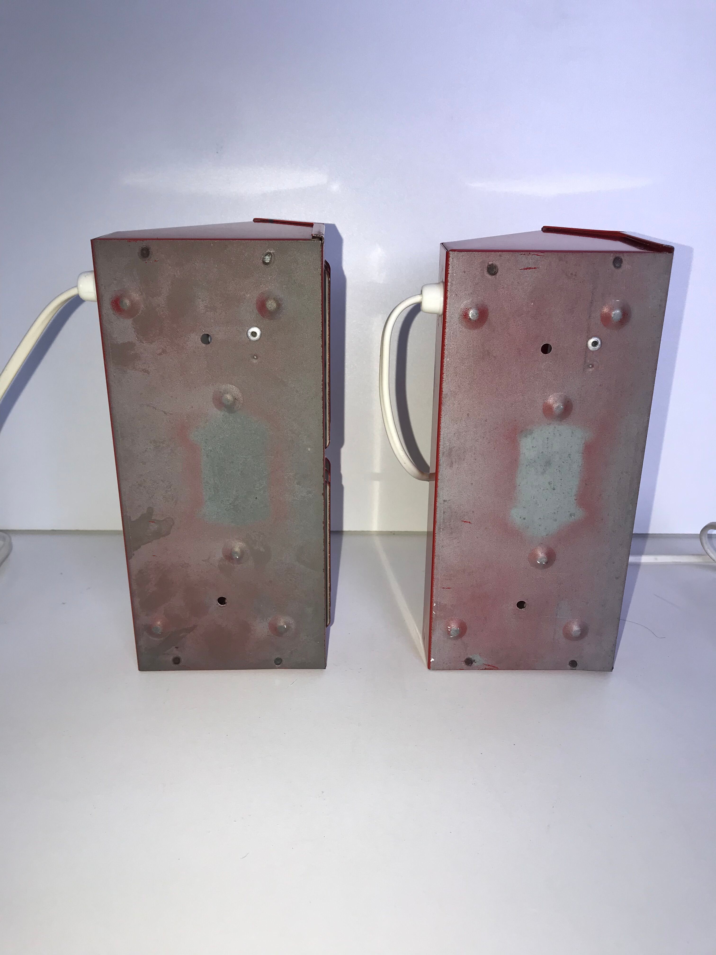 Pair of IKEA metal wall lights, type V204, red